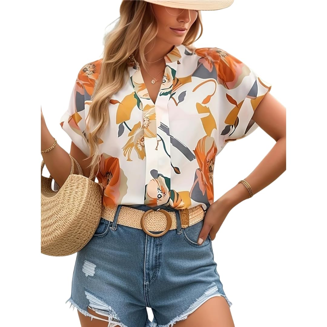 MATMA FASHION Women's Cotton Green Printed Half Sleeves Tops for Women