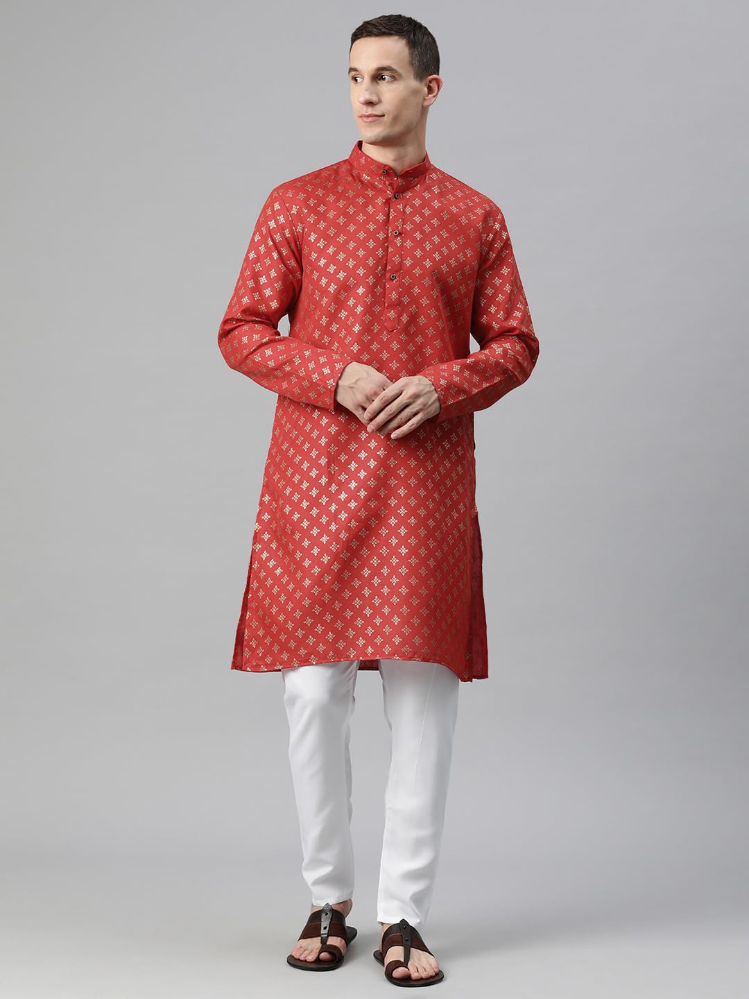 Luxrio Kurta for Men Cotton Blend Printed Regular Fit