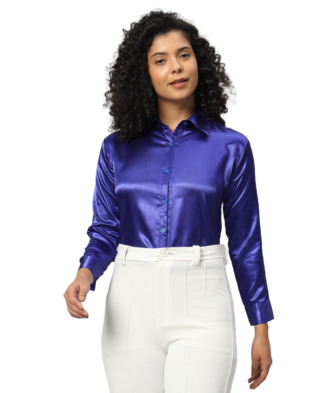 FUNDAY FASHION Women Solid Formal Satin Regular Fit Shirt