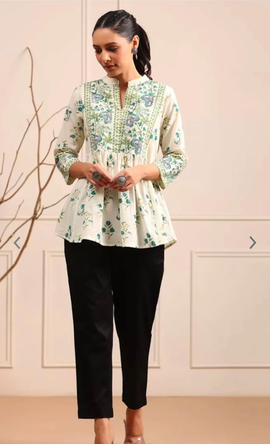Womens Cotton Printed Anarkali Short Top Kurti