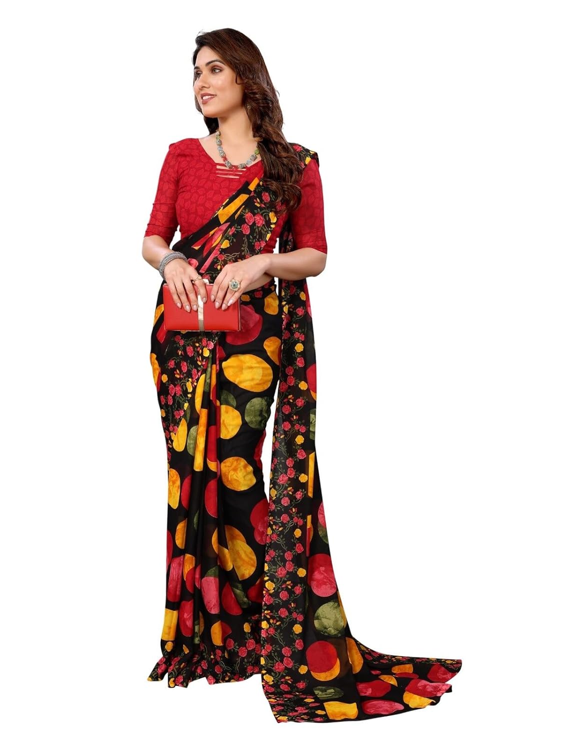 FASHION Women's Georgette Floral Printed Saree