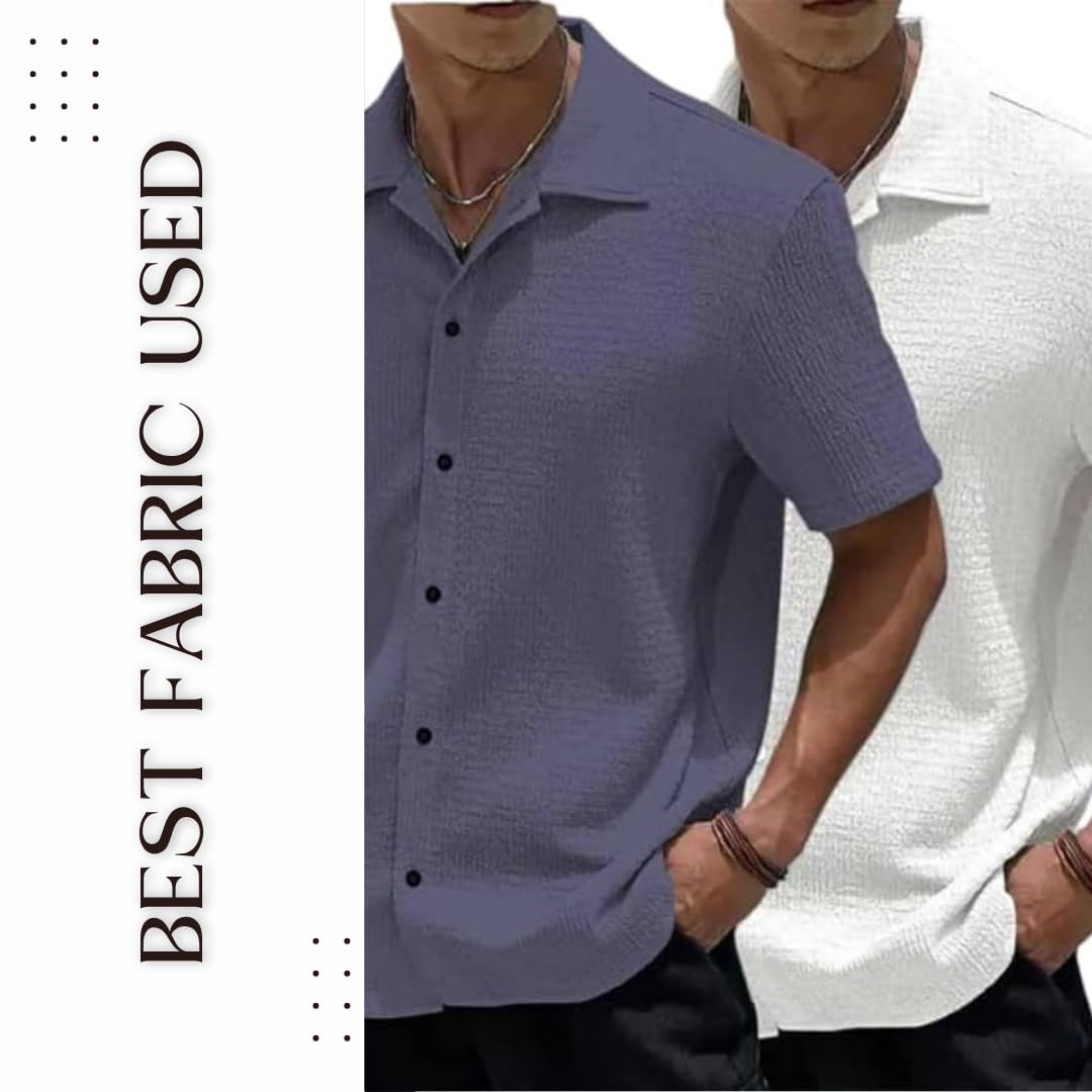 MiraMichi Men's Slim Fit Half Sleeve Polycotton Casual