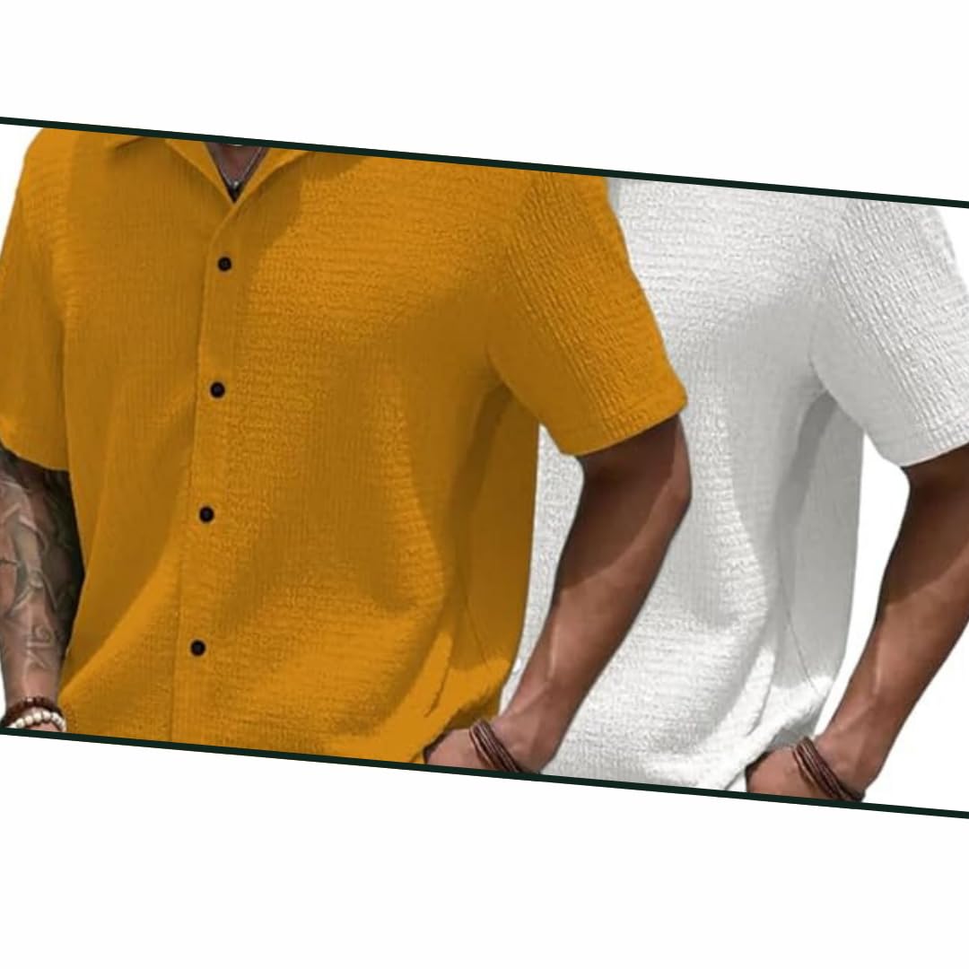 MiraMichi Men's Slim Fit Half Sleeve Polycotton Casual