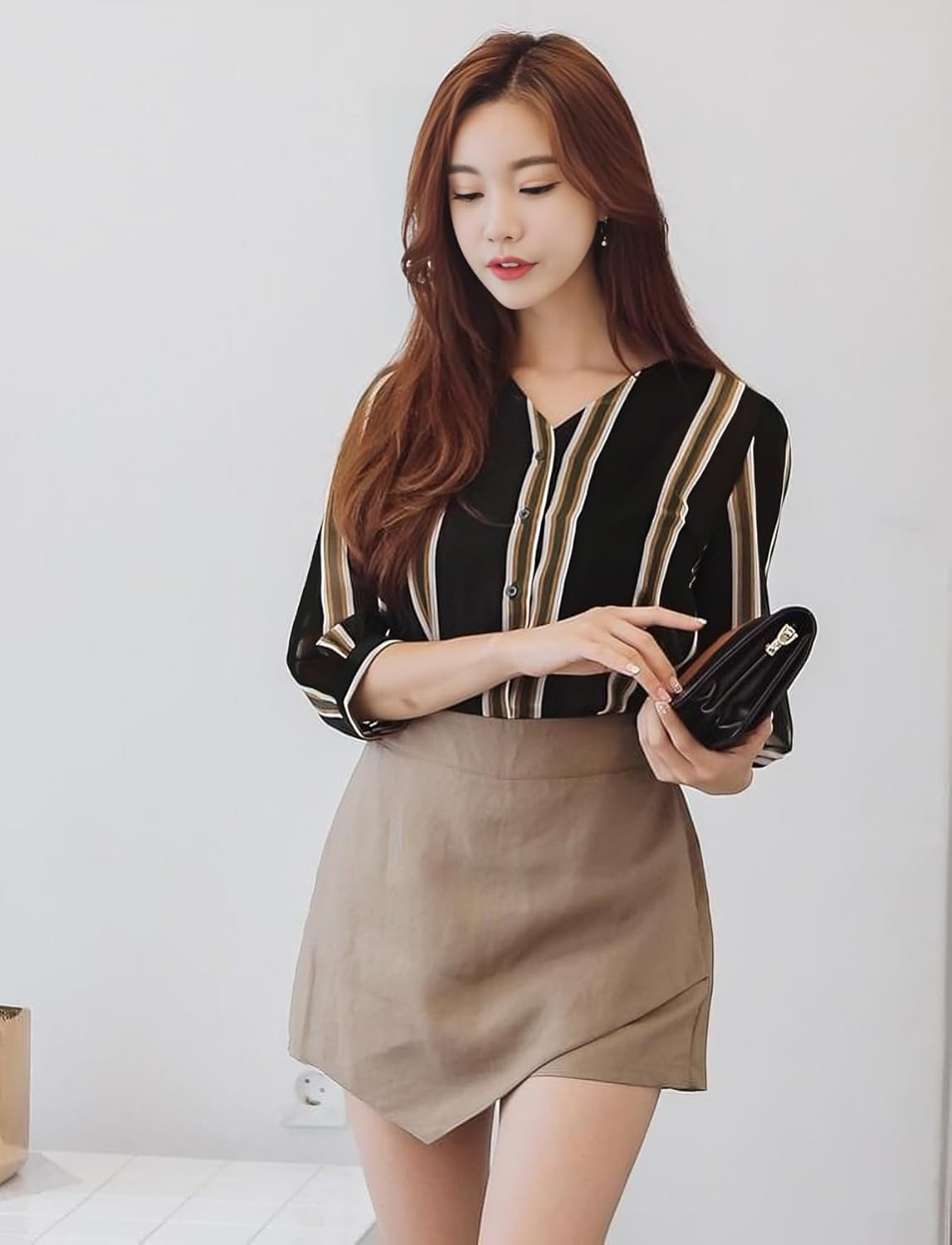 GG Fashion Stylish Striped Western Top for Women | Casual Office Wear Shirt Style Top | Formal Look Ladies Blouse for Daily, Office & Outing – Blue & Black