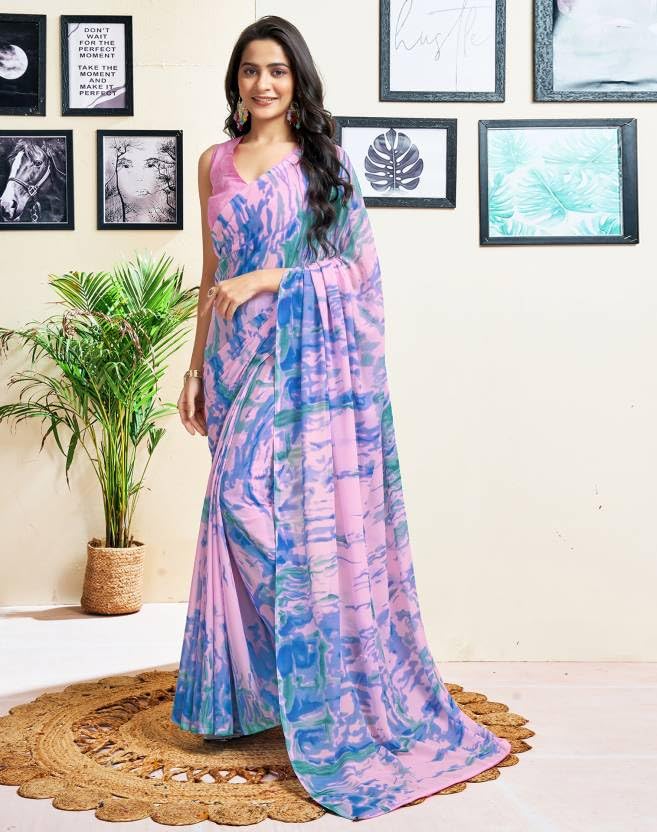 FASHION Women's Georgette Floral Printed Saree