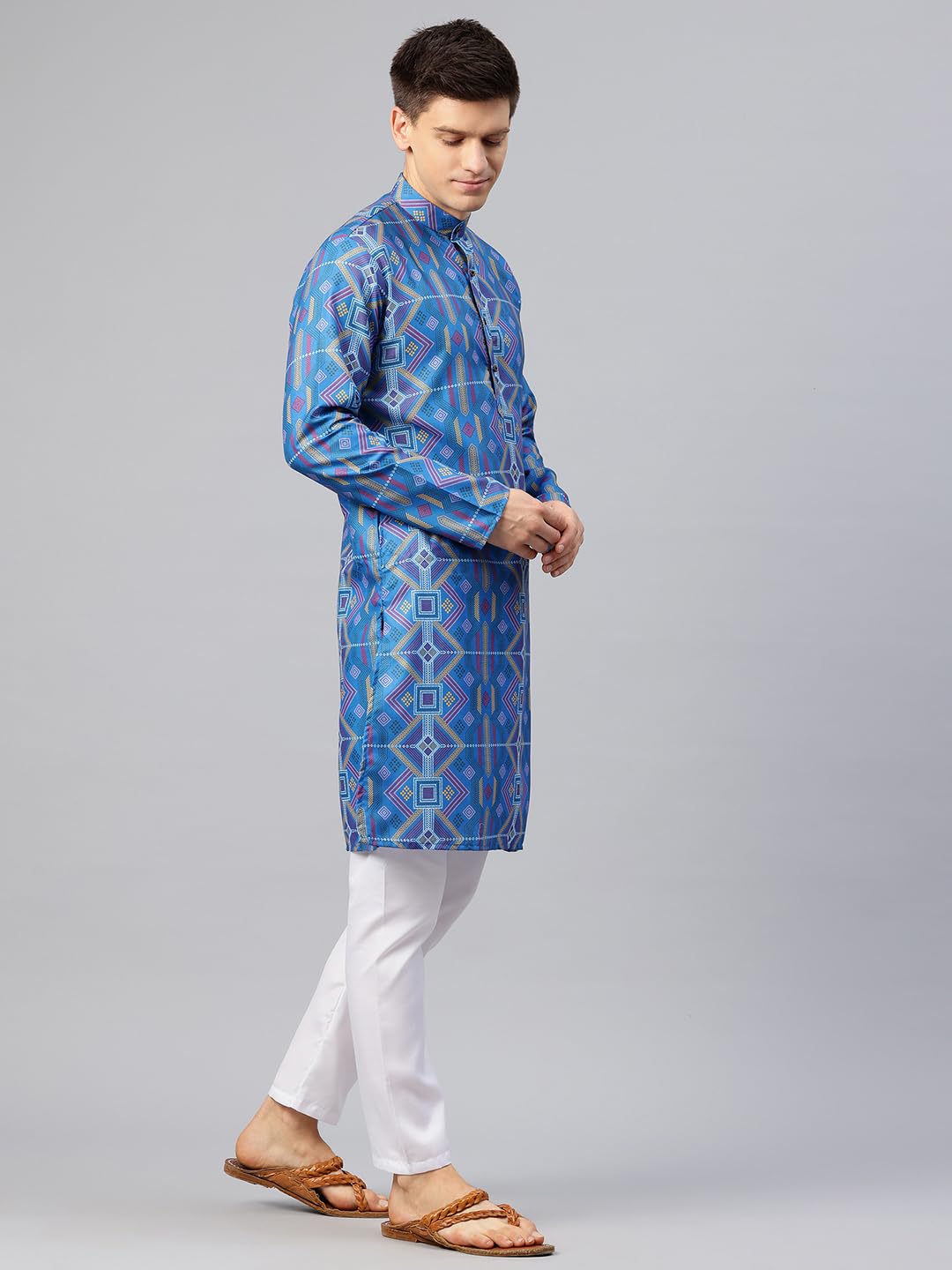 Luxrio Printed Kurta for Men Cotton Blend Linen