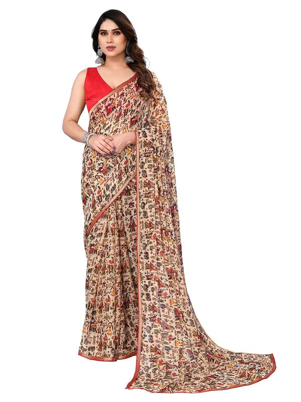 Women's Lace & Printed Chiffon Saree