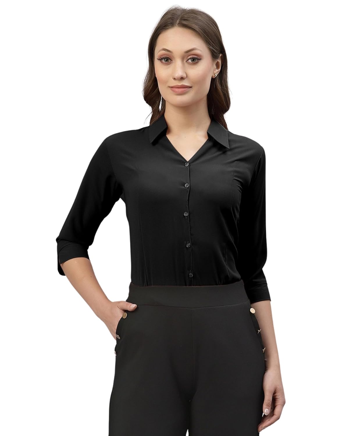 ETHIC GLANCE Women's Poly Viscose Button-Down