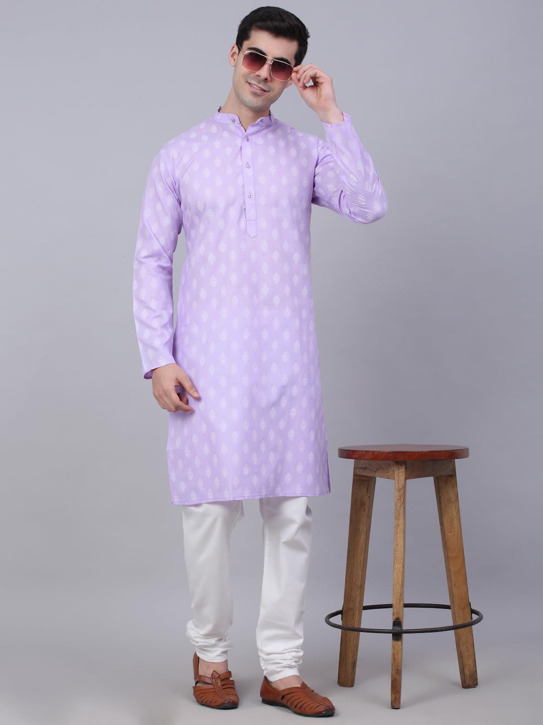 Jompers Men's Cotton Floral Printed Kurta