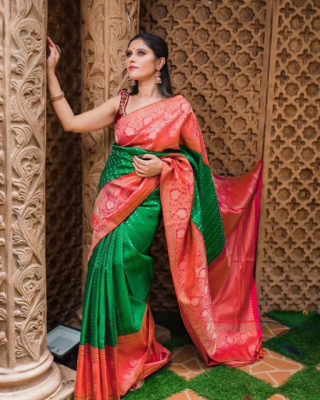 Women's Present Banarasi Soft Lichi Silk Saree