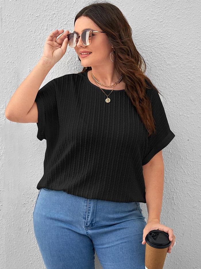 Zilcon Womens Dressy Casual Business Work Tops Summer Half Sleeve Shirts Boat Neck Jacquared Tshirts