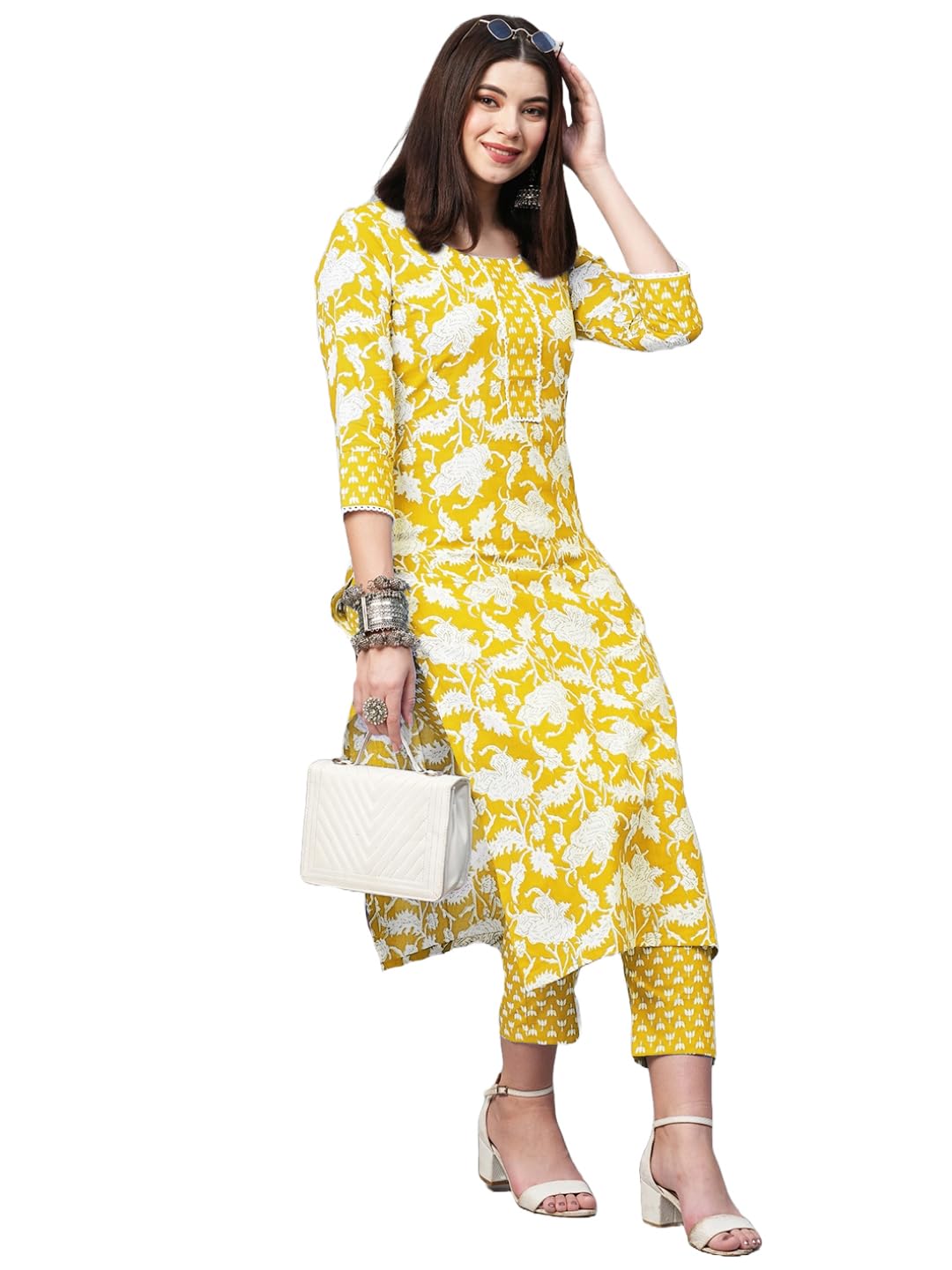 ANNI DESIGNER Women's Cotton Blend Kurta with Pant