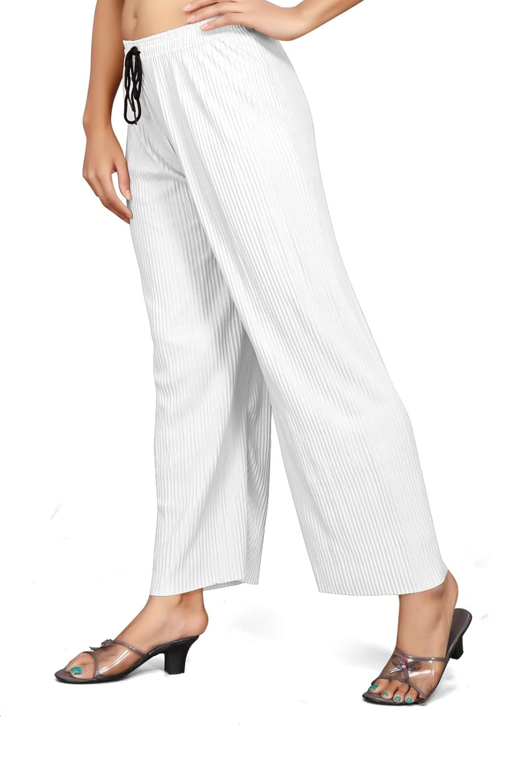 Qkenshit Women's Lycra Palazzo - Stretchable
