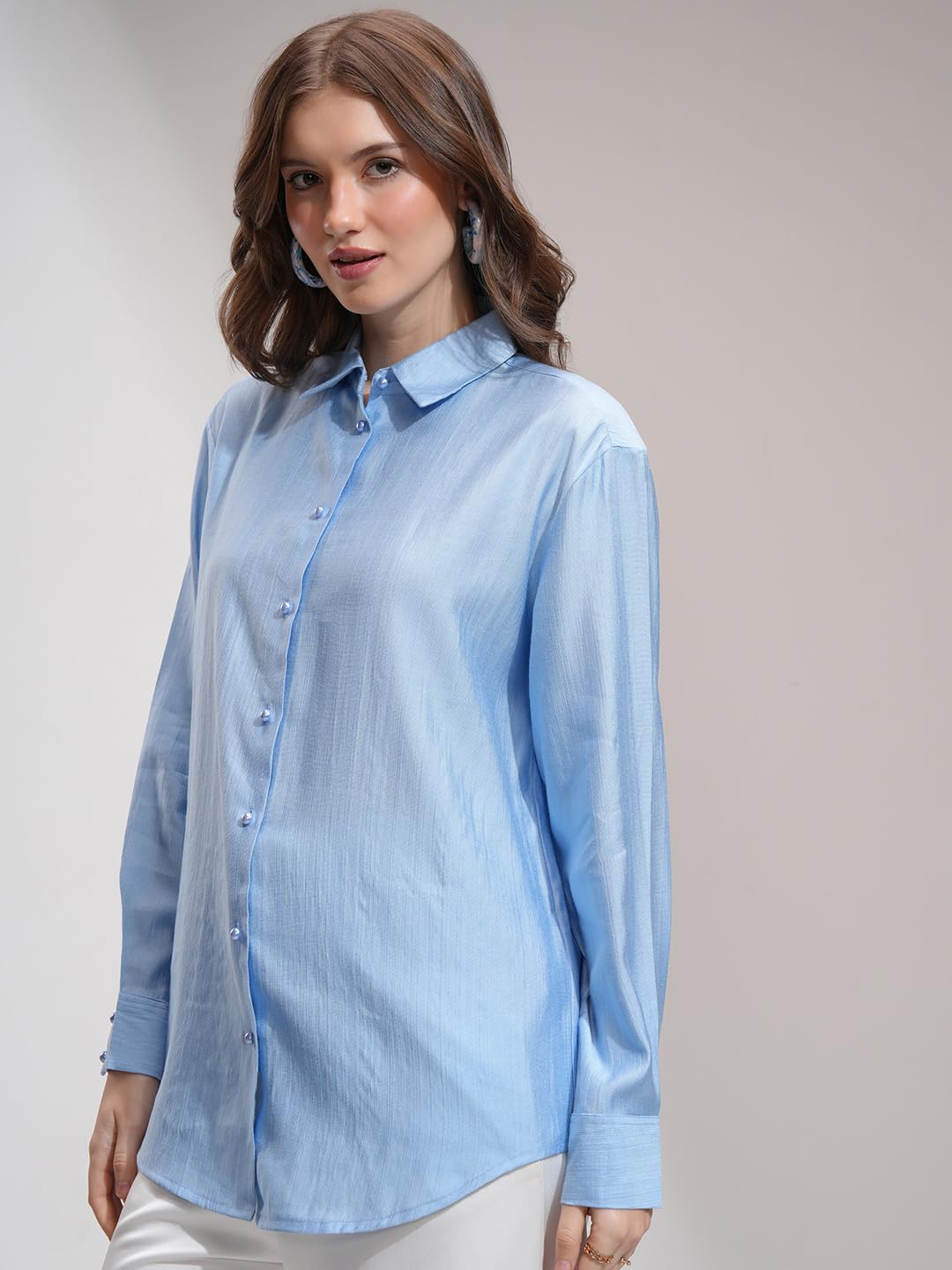 Tokyo Talkies Women's Solid Relaxed Fit Shirt