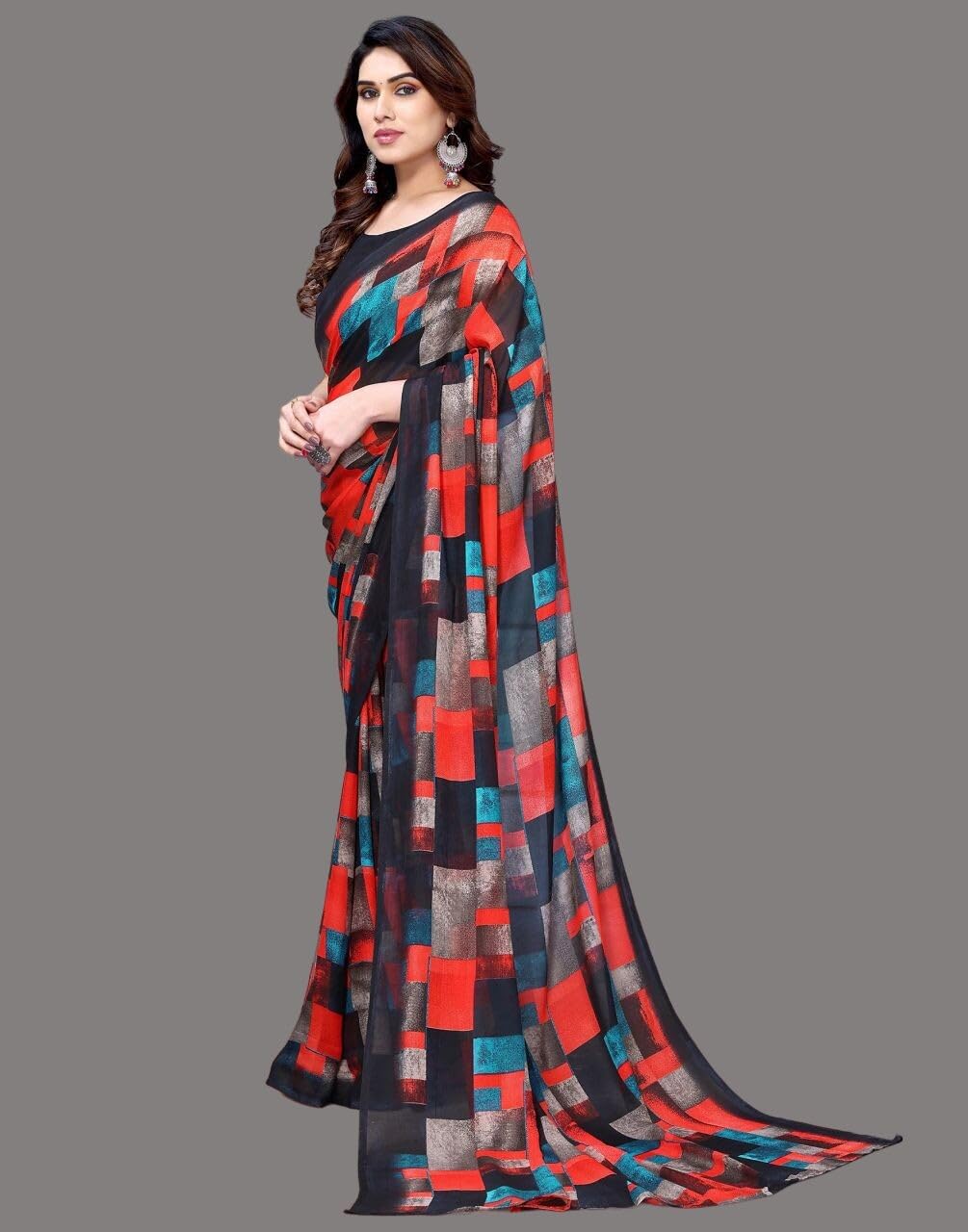 FASHION Women's Georgette Floral Printed Saree