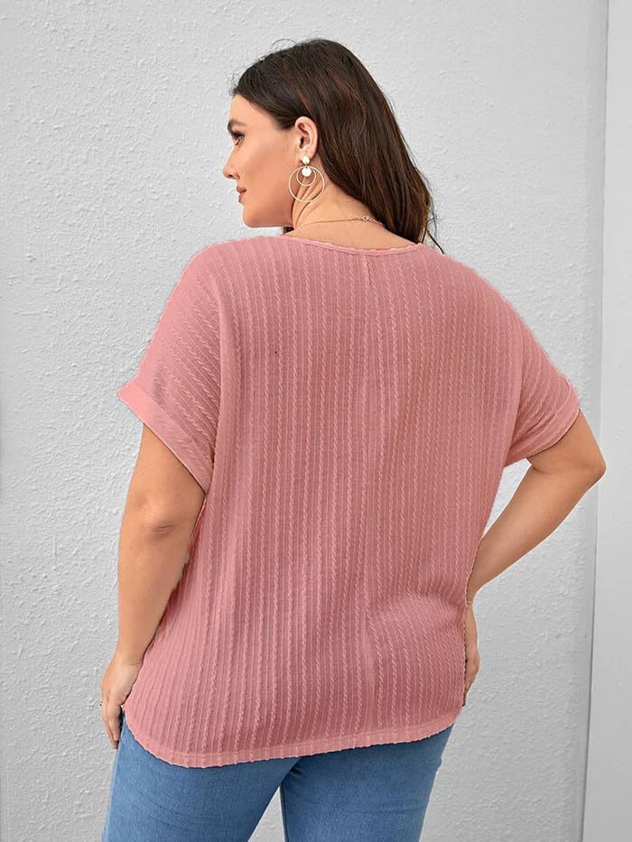 Zilcon Womens Dressy Casual Business Work Tops Summer Half Sleeve Shirts Boat Neck Jacquared Tshirts