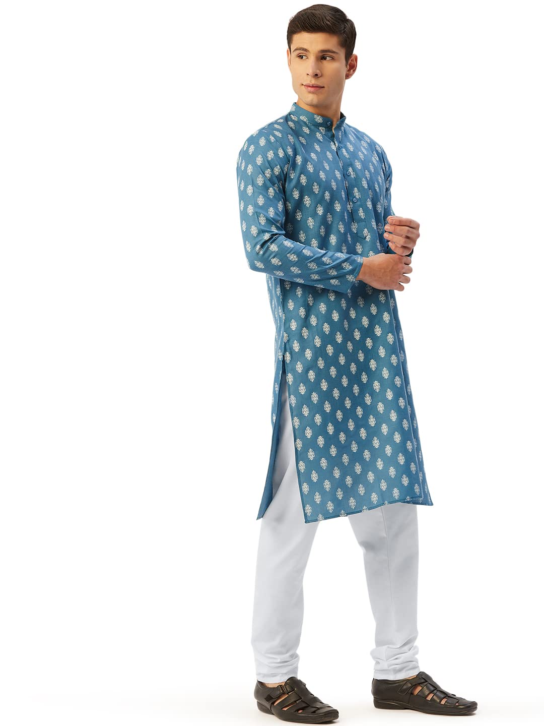 Jompers Men's Cotton Floral Printed Kurta