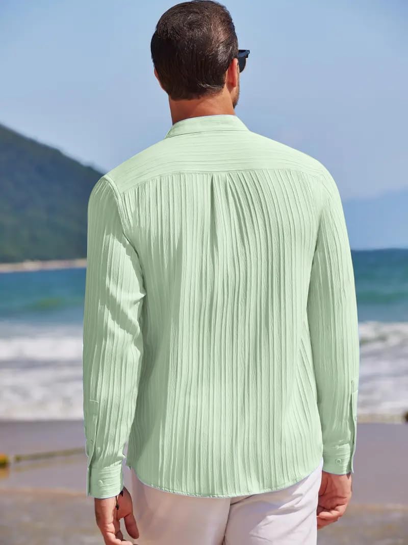 Leriya Fashion Casual Textured Button Down Regular Fit
