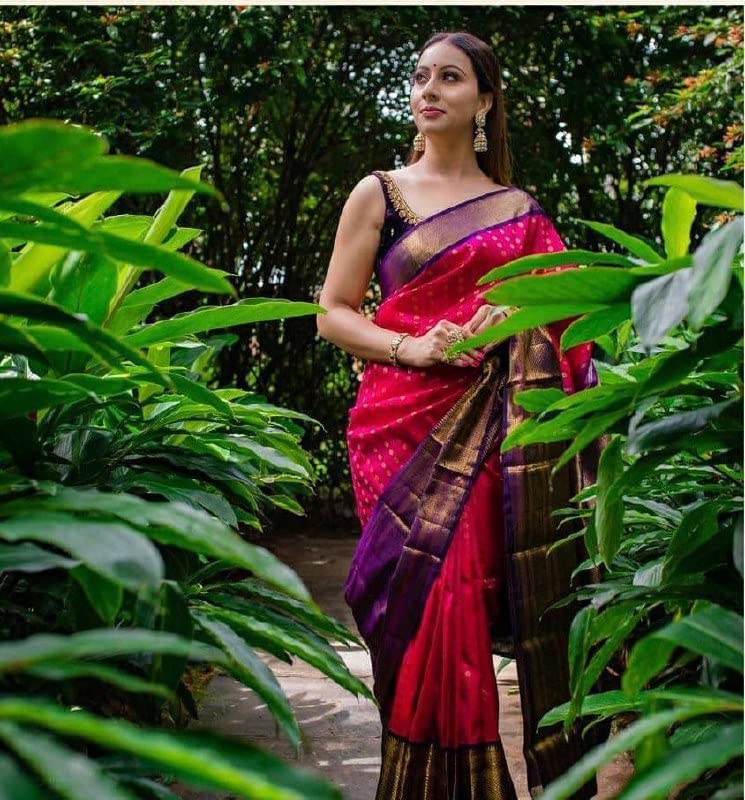 Women's Present Banarasi Soft Lichi Silk Saree