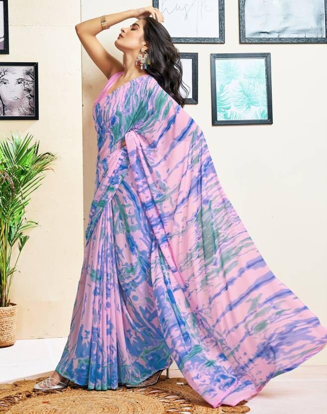 FASHION Women's Georgette Floral Printed Saree