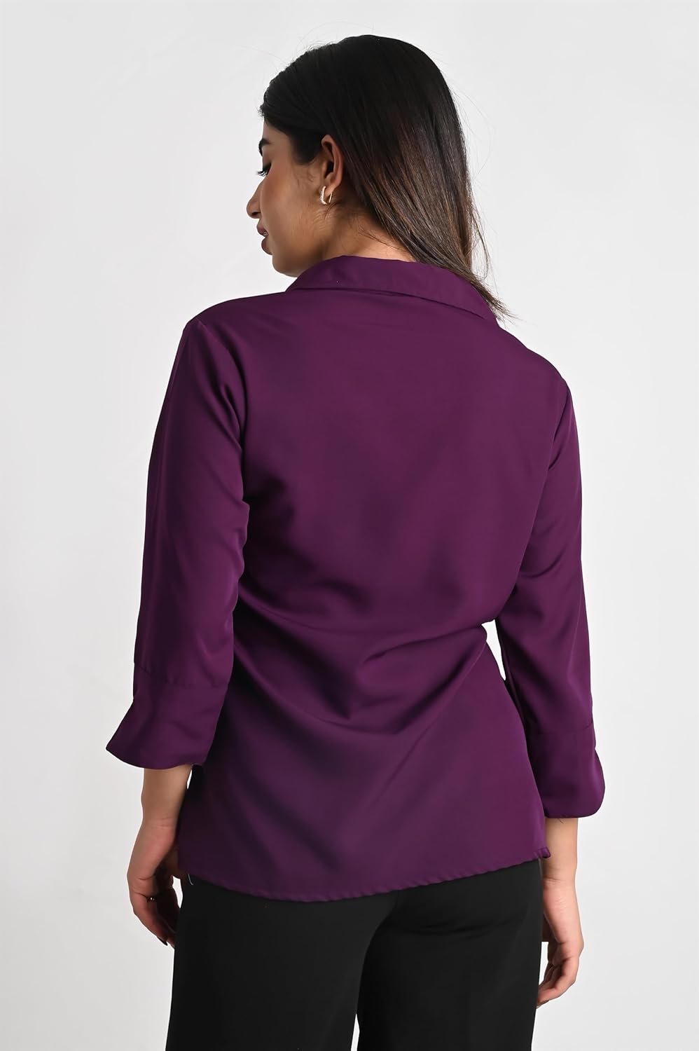 GM SARA Women's Polyester Stylish Regular Fit Button Down Plain Solid Formal Casual Shirts for Women Office Wear