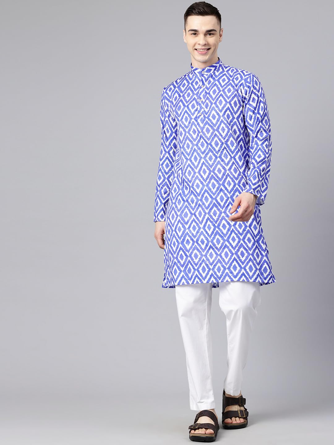 Luxrio Printed Kurta for Men Cotton Blend Linen