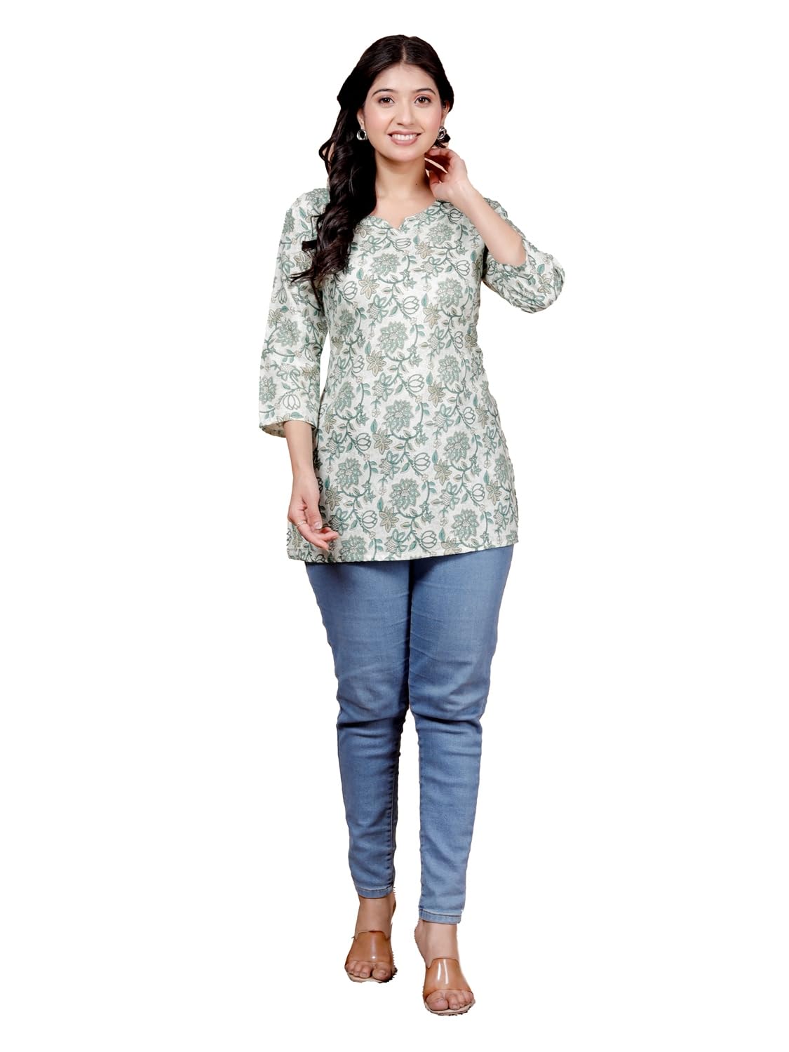 Women's Casual Jaipuri Cotton Printed Short Kurta