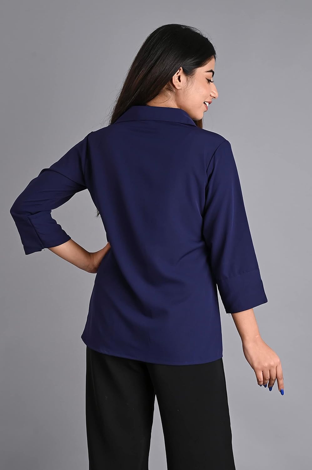 GM SARA Women's Polyester Stylish Regular Fit Button Down Plain Solid Formal Casual Shirts for Women Office Wear
