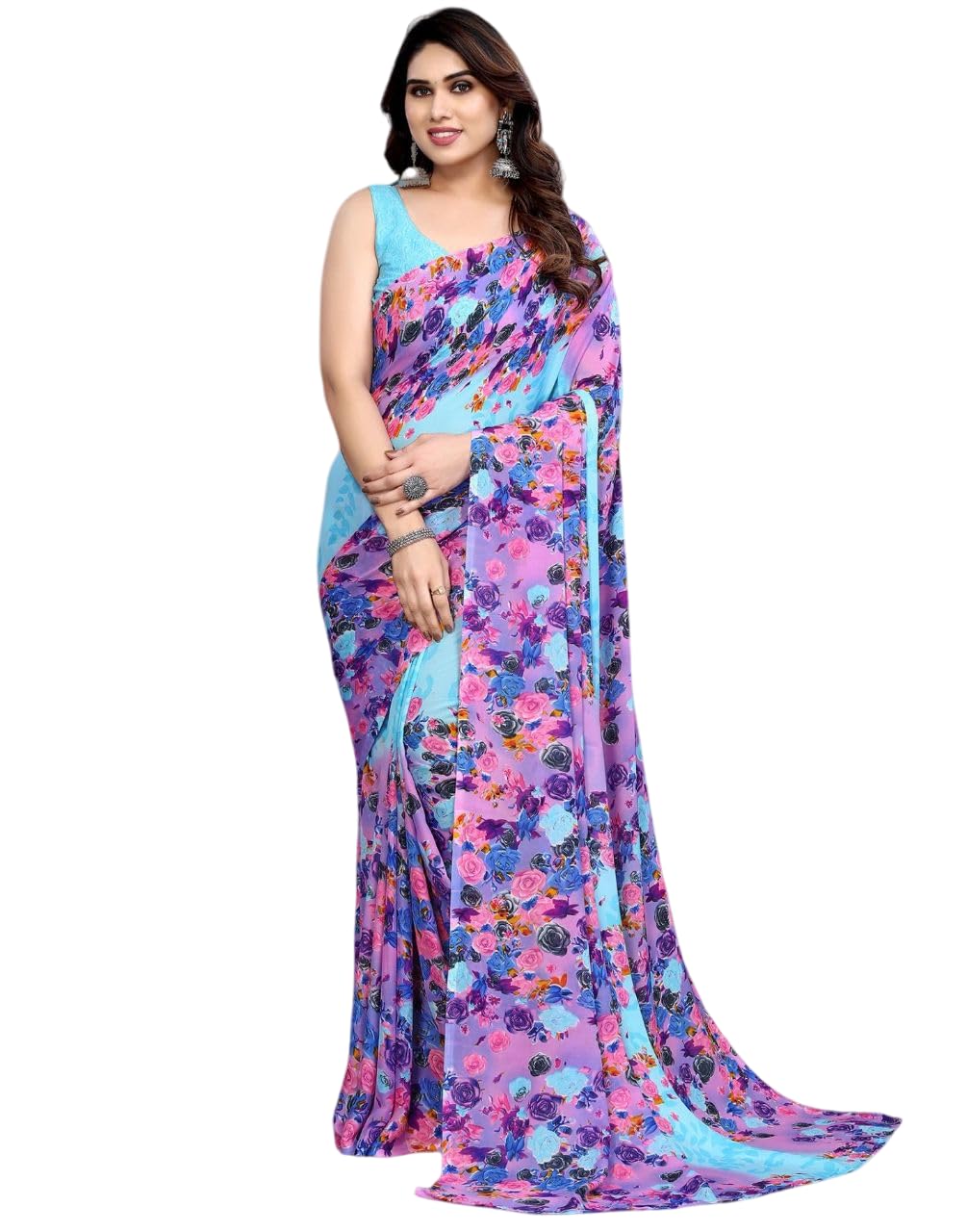 FASHION Women's Georgette Floral Printed Saree