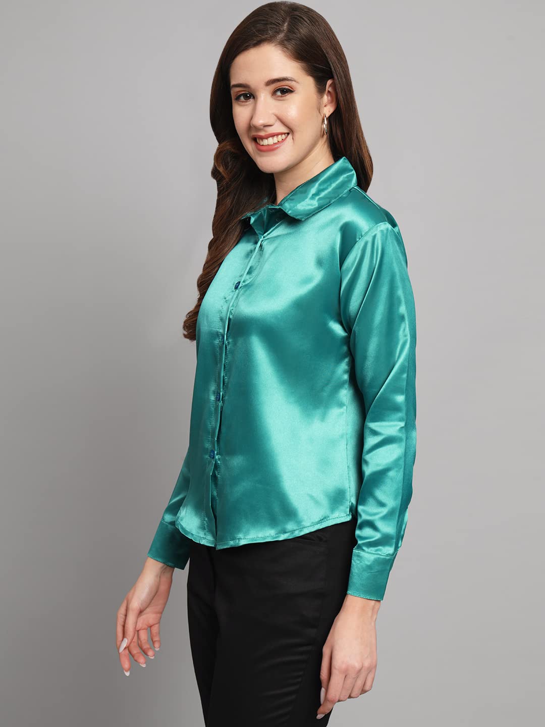 FUNDAY FASHION Women Solid Formal Satin Regular Fit Shirt
