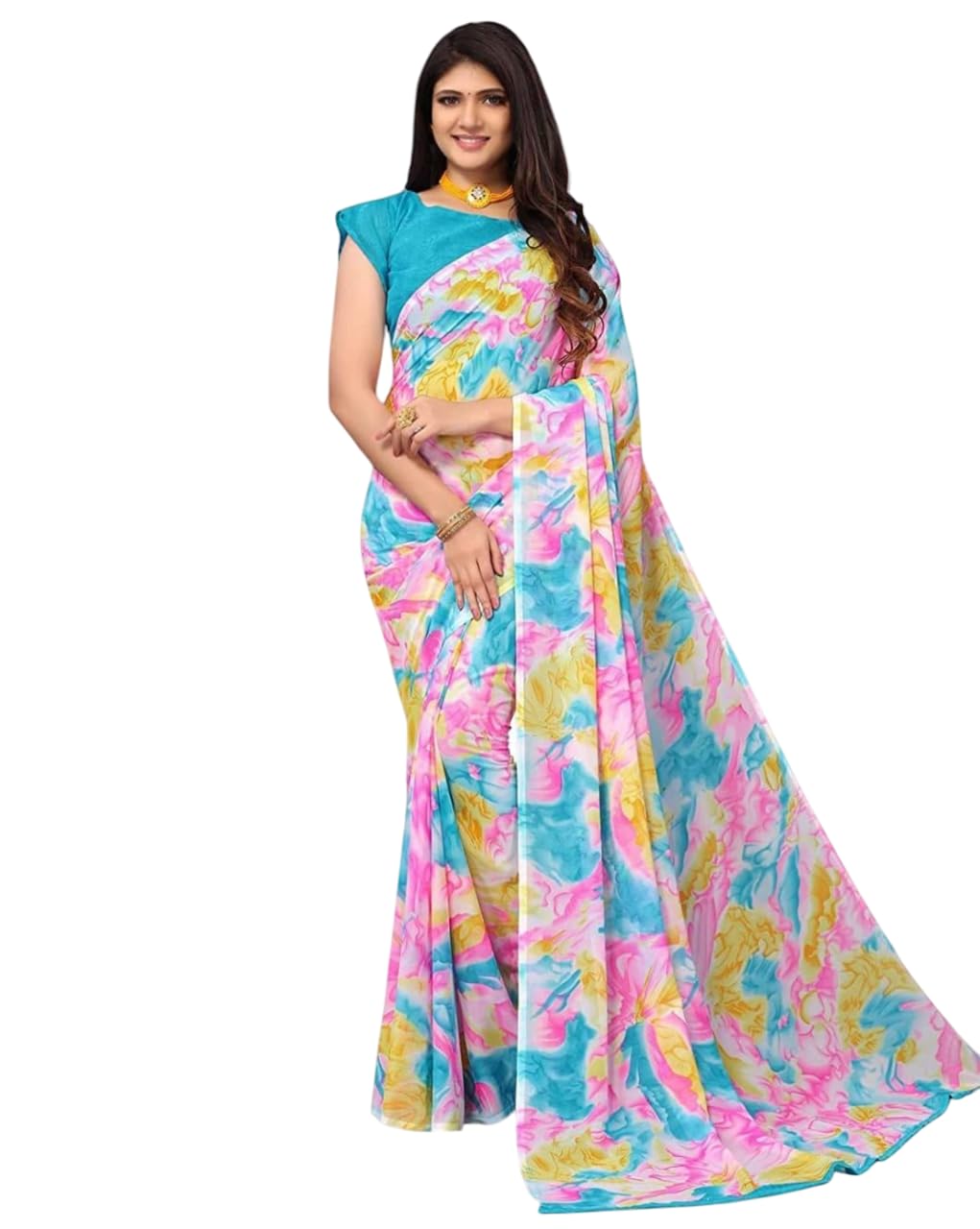 FASHION Women's Georgette Floral Printed Saree