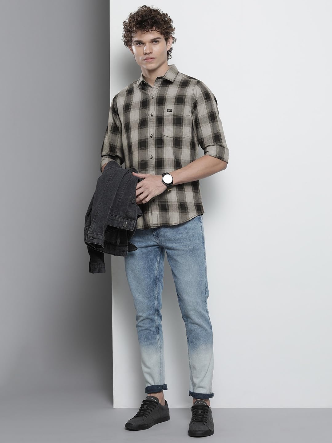 The Indian Garage Co Men's Cotton Slim Fit Checkered