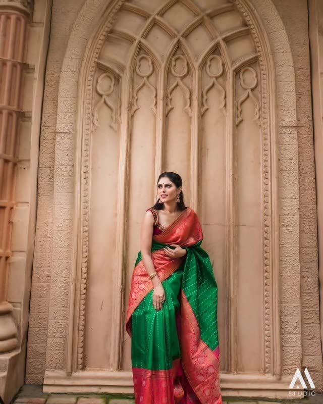 Women's Present Banarasi Soft Lichi Silk Saree