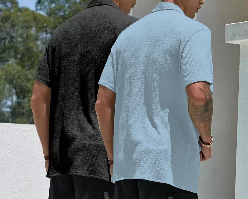 MiraMichi Men's Slim Fit Half Sleeve Polycotton Casual