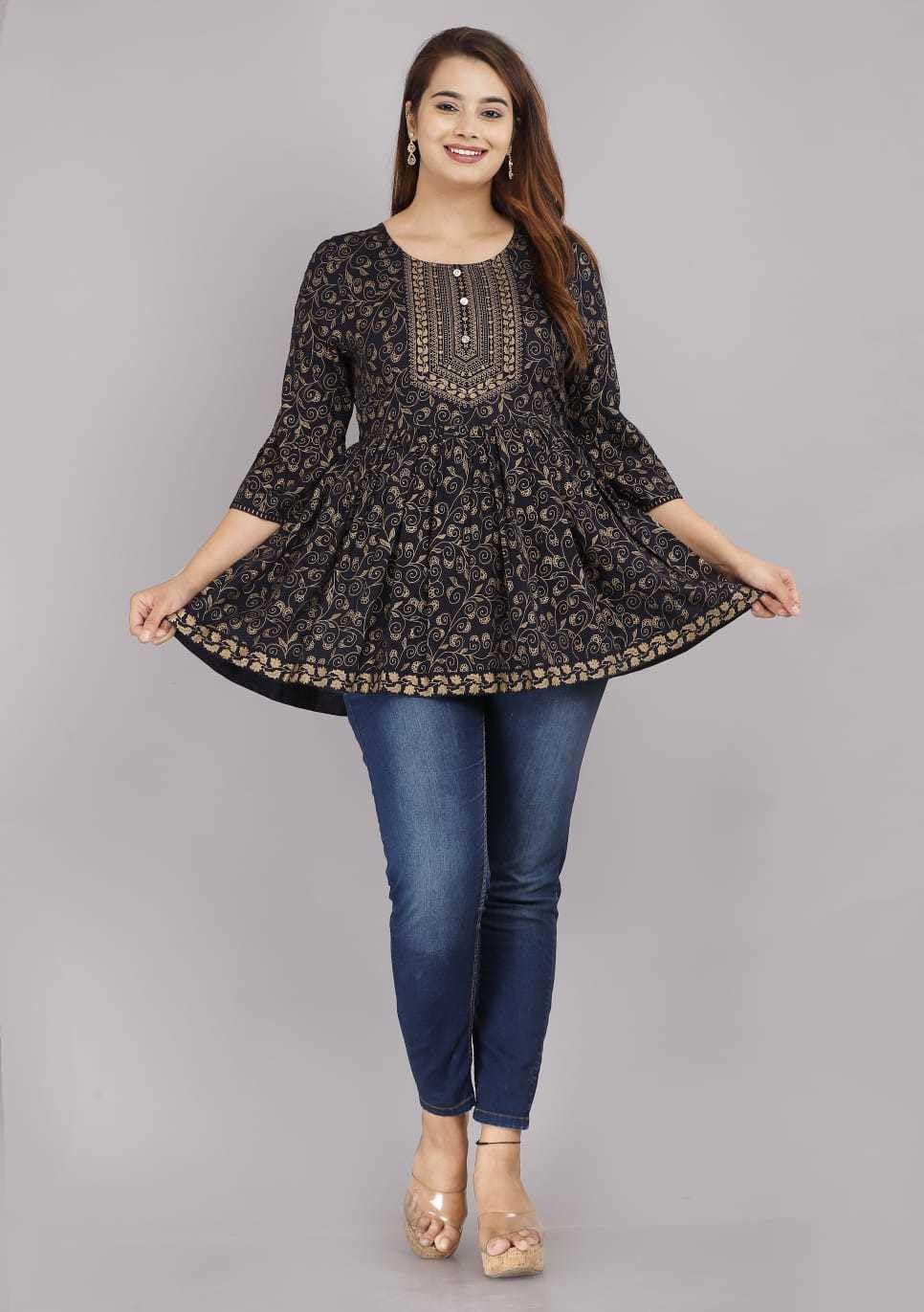 WAY SAFE Women's Cotton Blend Printed Tunic Top
