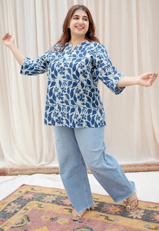 ALENJAN Floral Print Rayon Kurta for Women