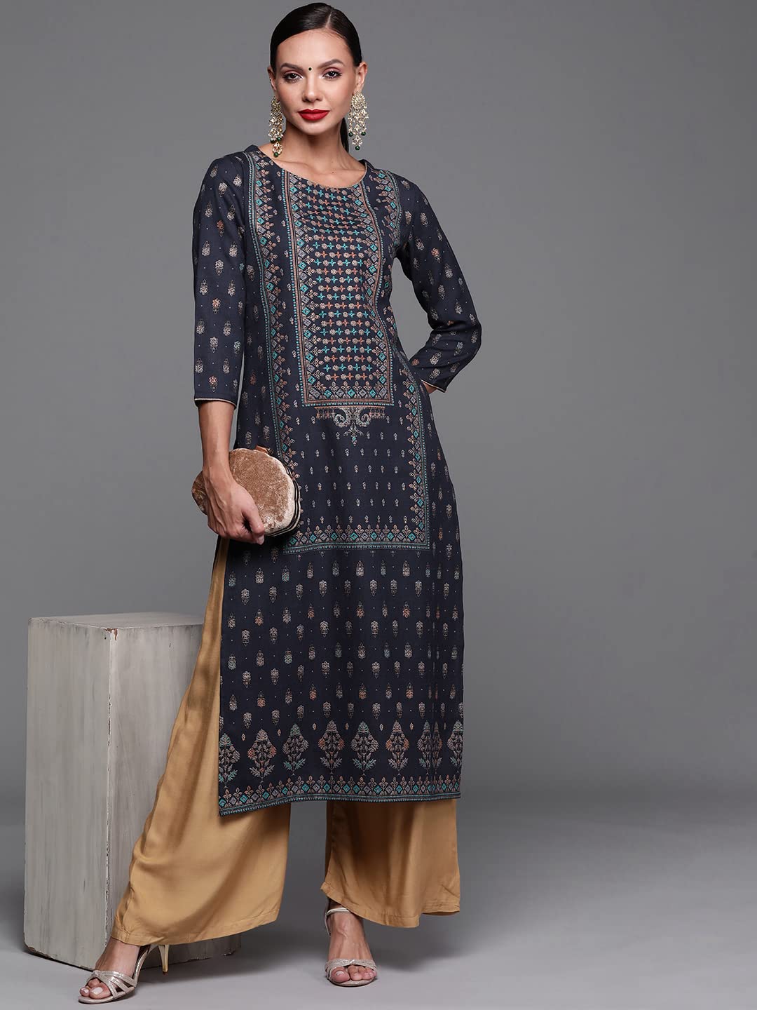 INDO ERA Women's Cotton Straight Fit Straight Kurta