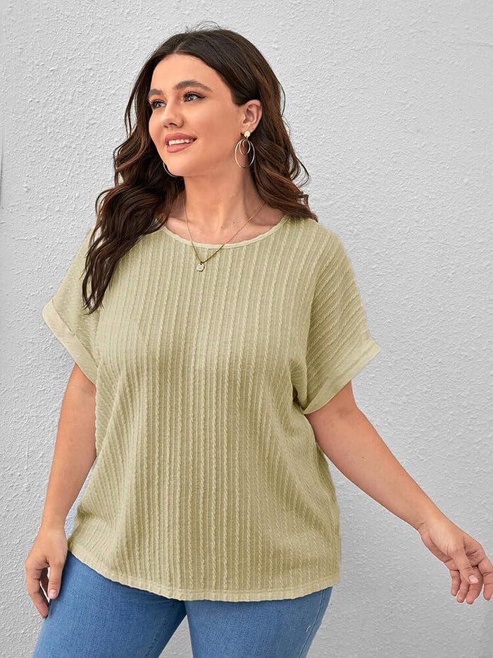 Zilcon Womens Dressy Casual Business Work Tops Summer Half Sleeve Shirts Boat Neck Jacquared Tshirts