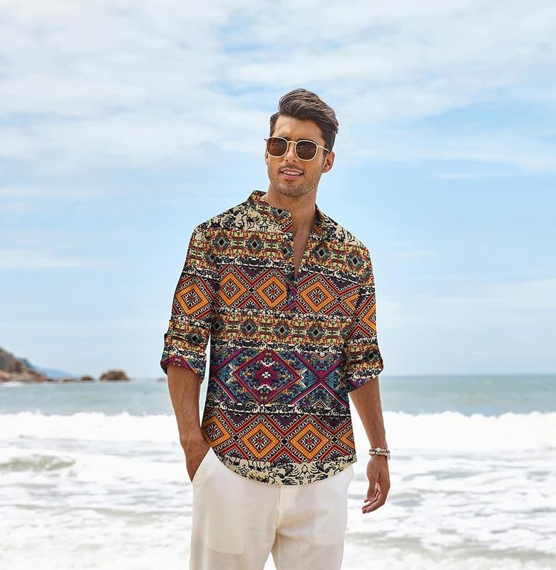 Bellstone Men's Cotton Blend Full Sleeve Printed