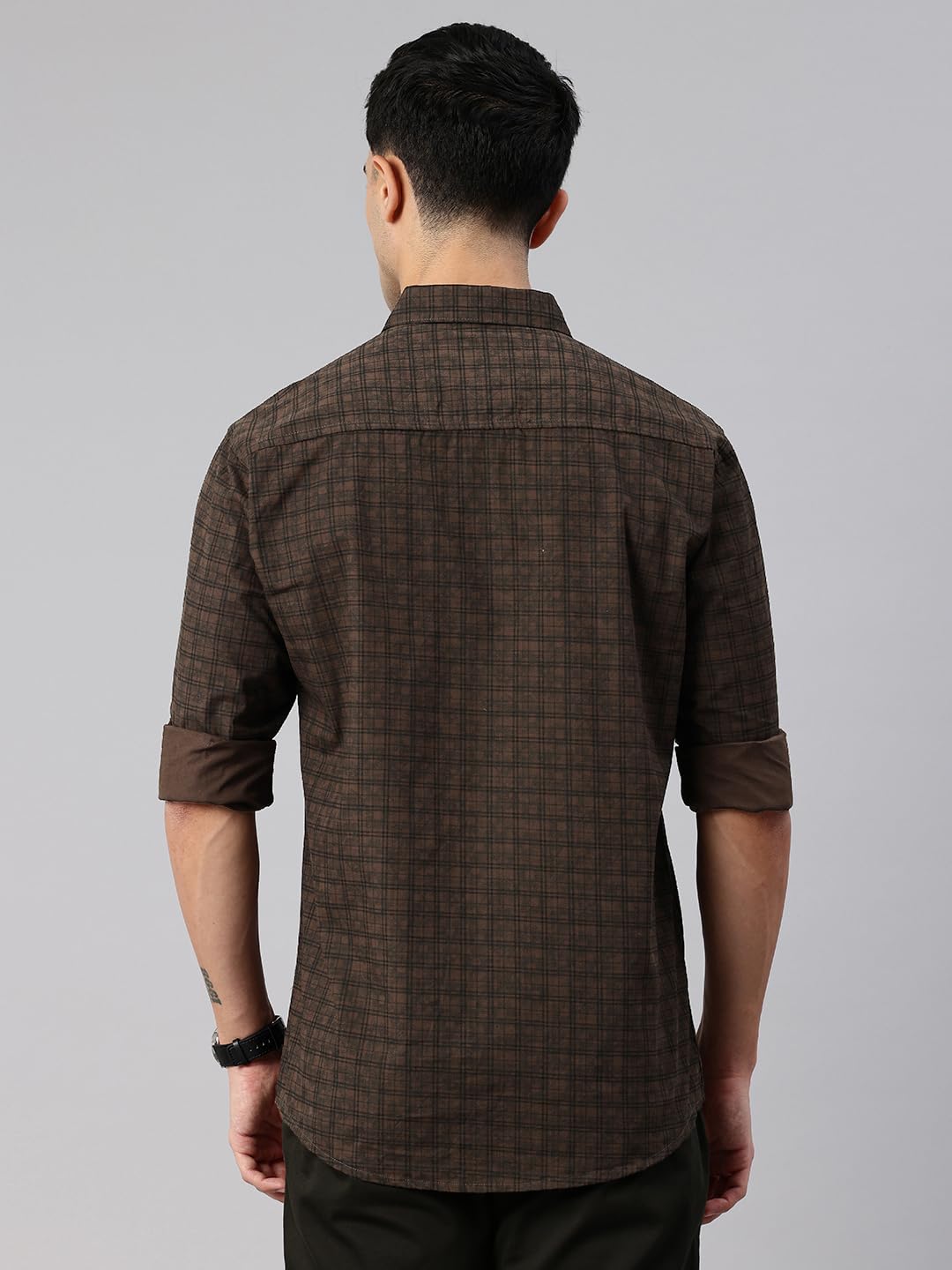 Majestic Man Cotton Checkered Slim Fit Casual Shirt