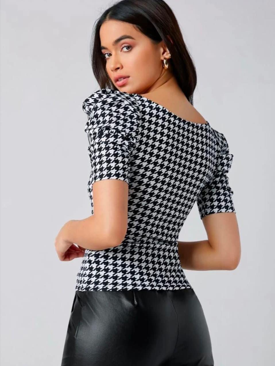 Dream Beauty Fashion Women's Puff/Baloon Sleeves V-Neck Casual Top (Top-MG-1)