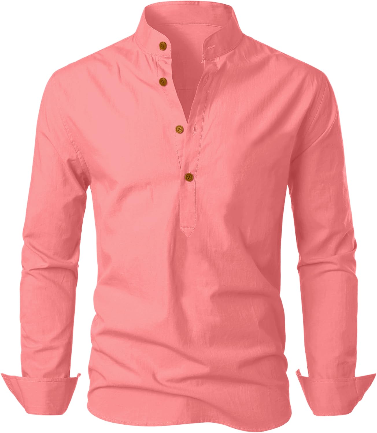 Zombom Men's Cotton Blend Mandarin Collar Self