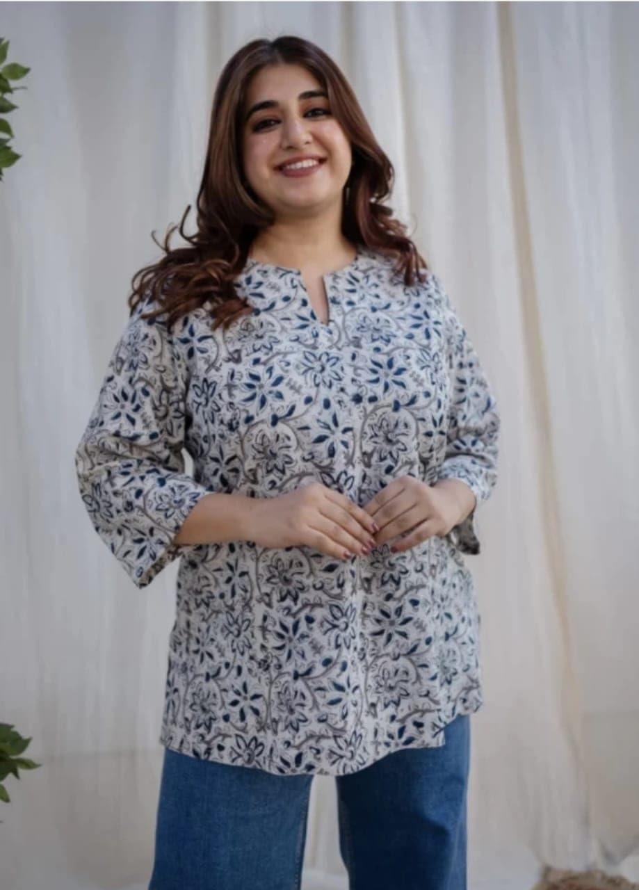 Kashis Creations Floral Print Rayon Long Kurta for Women