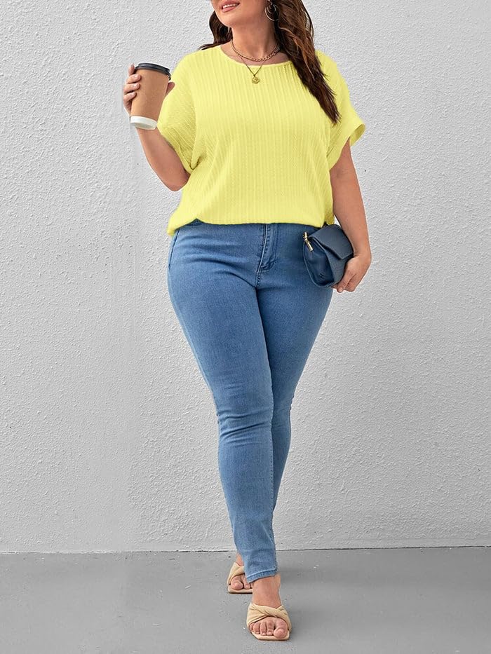 Zilcon Womens Dressy Casual Business Work Tops Summer Half Sleeve Shirts Boat Neck Jacquared Tshirts
