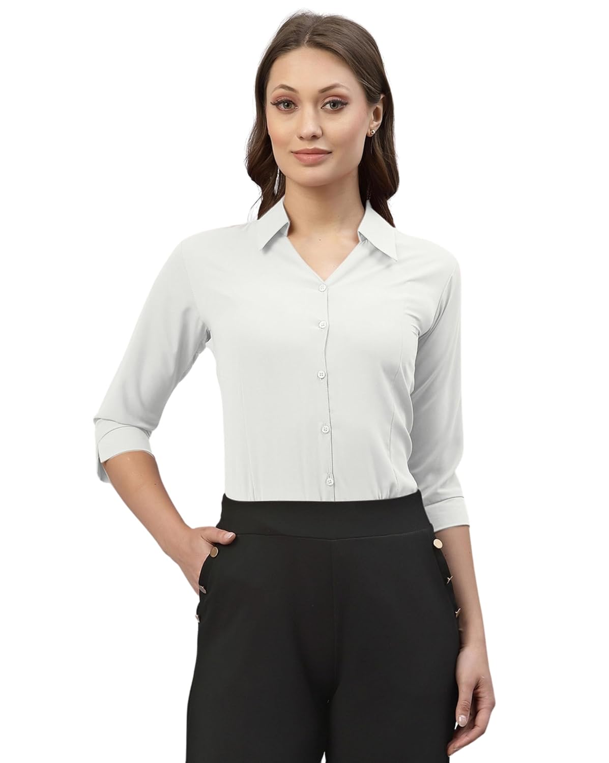 ETHIC GLANCE Women's Poly Viscose Button-Down