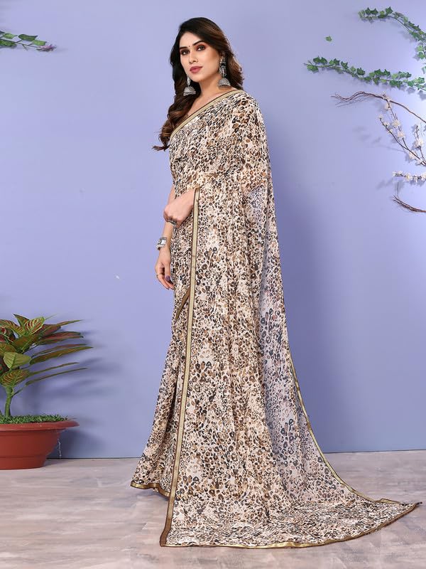 Women's Lace & Printed Chiffon Saree