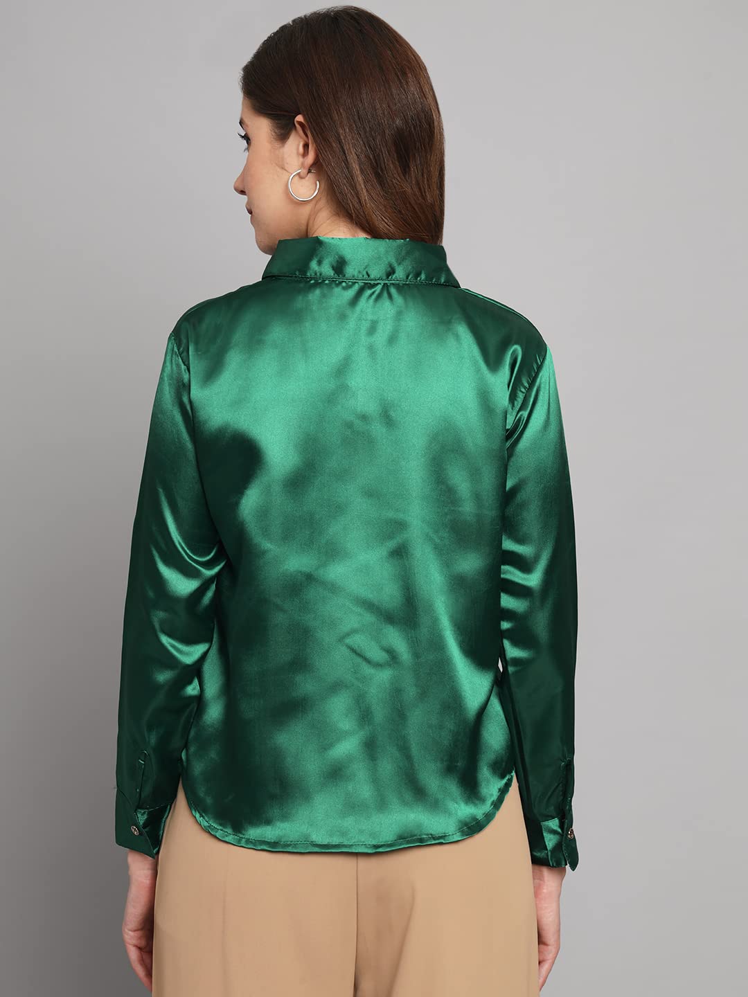 FUNDAY FASHION Women Solid Formal Satin Regular Fit Shirt