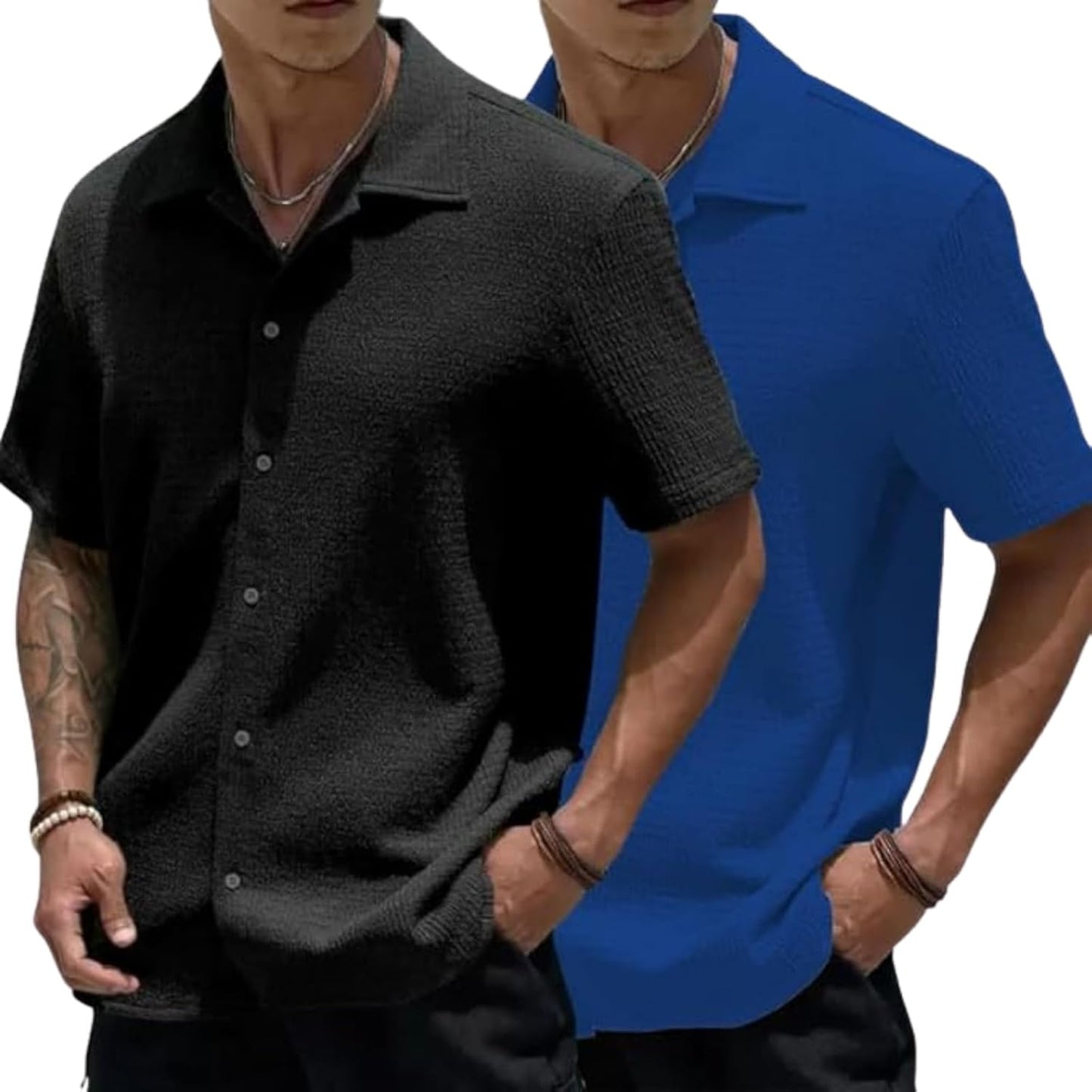 MiraMichi Men's Slim Fit Half Sleeve Polycotton Casual