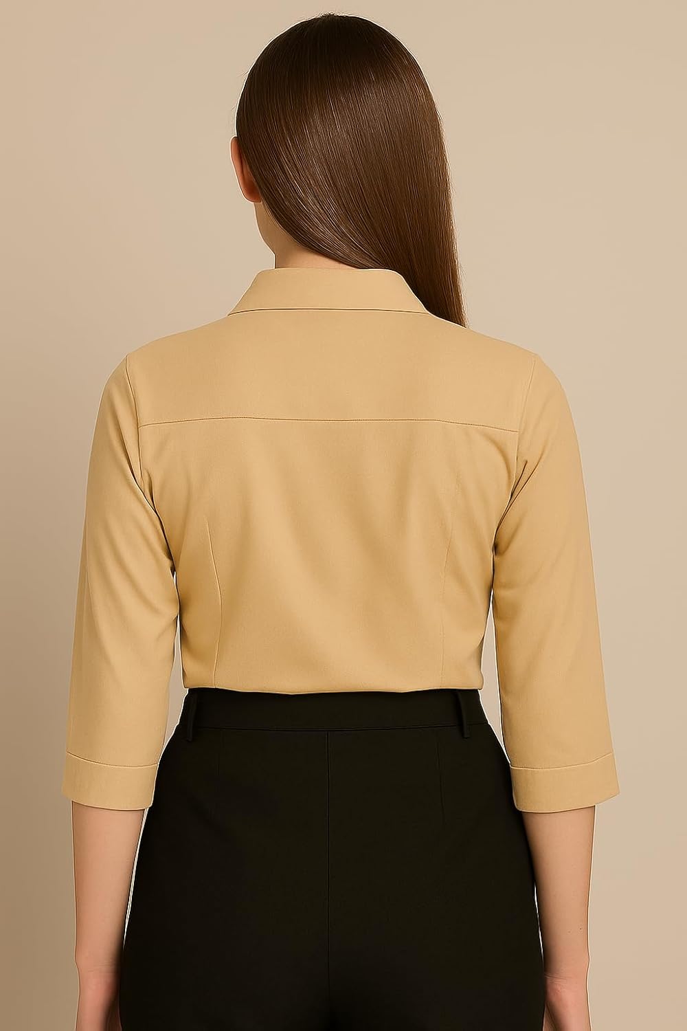 PRIASE B Women's Formal Shirt – 3/4 Sleeve Slim Fit Solid