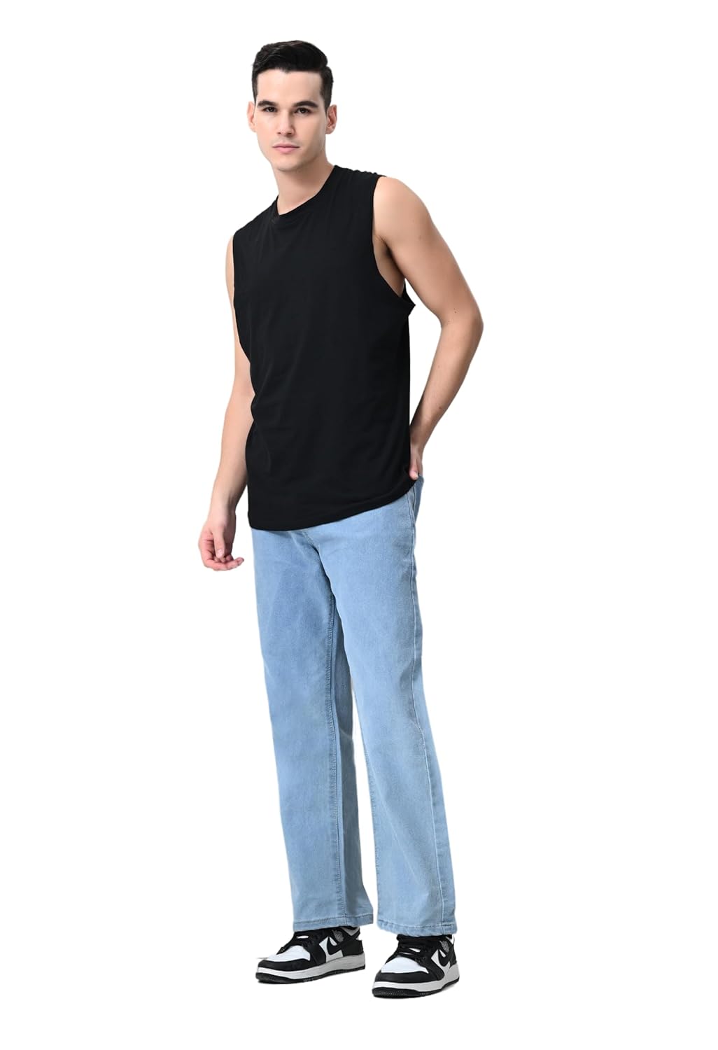 COMFITS Men's Regular Fit Baggy Jeans, Light Sky Blue